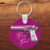 Pink Gun Gal Ladies key chain keychain fob gift キーホルダー (正面)