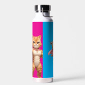 Pink Gym Cat Water Bottle – Funny Fitness Gift ウォーターボトル (左面)