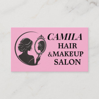 Pink Hair and Makeup Salon Elegant Feminine Beauty 名刺