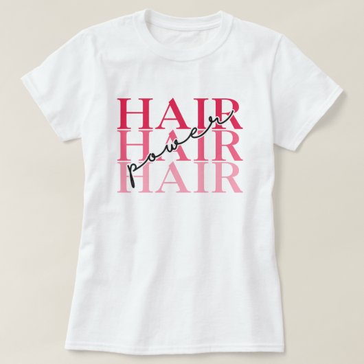 Pink "Hair Power" Cute Custom Graphic Tshirt Tシャツ (デザイン正面)