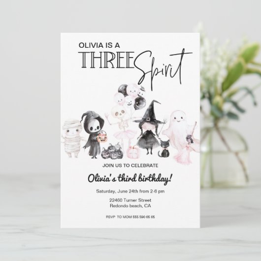 Pink halloween 3rd birthday Three spirit 招待状 (スタンド正面)