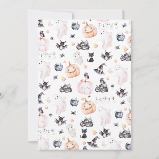 Pink halloween 3rd birthday Three spirit 招待状 (裏面)