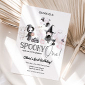 Pink Halloween Birthday 1st Spooky one 招待状