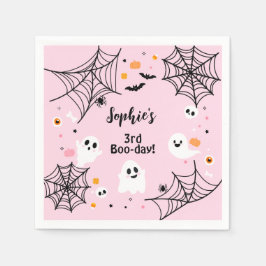 Pink Halloween Cute Ghost Boo-Day Party スタンダードカクテルナプキン