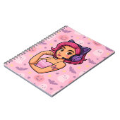 Pink Halloween Gamer Girl Notebook | Kawaii Ghosts ノートブック (左側)
