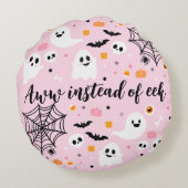 Pink Halloween Ghost Decorations ラウンドクッション (裏面)