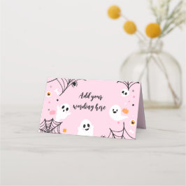 Pink Halloween Ghost Food Tents プレイスカード