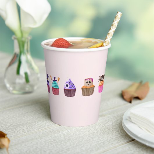 Pink Halloween Paper Cups Size: 8oz , Lid: None 紙コップ (インサイチュ)