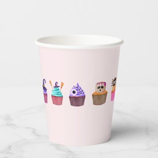 Pink Halloween Paper Cups Size: 8oz , Lid: None 紙コップ (裏面)