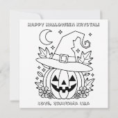 Pink Halloween Pumpkin & Coloring Page Personalize カード (裏面)