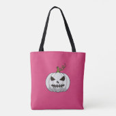Pink Halloween Tote Bag With White Pumpkin トートバッグ (裏面)