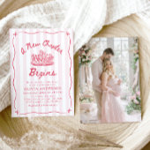 Pink Hand Drawn A New Chapter Begins Baby Shower 招待状