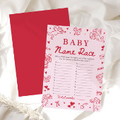 Pink Hand Drawn Baby Name Race Baby Shower Game 招待状