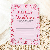 Pink Hand Drawn Baby Shower Family Traditions Game 招待状