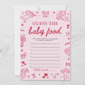 Pink Hand Drawn Baby Shower Guess The Baby Food 招待状 (正面)