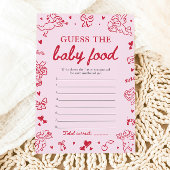 Pink Hand Drawn Baby Shower Guess The Baby Food 招待状