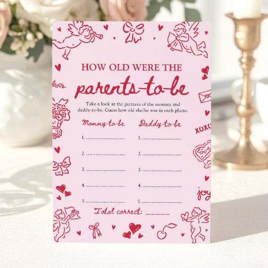 Pink Hand Drawn Baby Shower How Old Were They 招待状