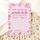 Pink Hand Drawn Baby Shower How Old Were They 招待状