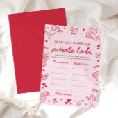 Pink Hand Drawn Baby Shower How Old Were They 招待状