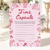 Pink Hand Drawn Baby Shower Time Capsule Game 招待状