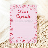 Pink Hand Drawn Baby Shower Time Capsule Game 招待状