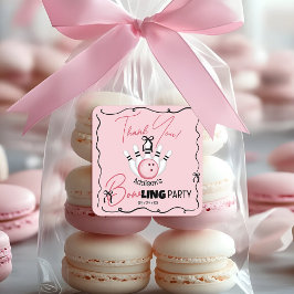 Pink Hand Drawn BOWling Bows Birthday Party Favor スクエアシール