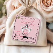 Pink Hand Drawn BOWling Bows Girl Birthday Party フェイバータグ