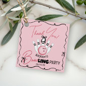 Pink Hand Drawn BOWling Bows Girl Birthday Party フェイバータグ