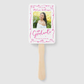 Pink Hand Drawn Doodle Graduation 2 Photo White ハンドファン (裏面)