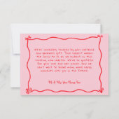 Pink Hand Drawn Heart Whimsical Modern サンキューカード (裏面)