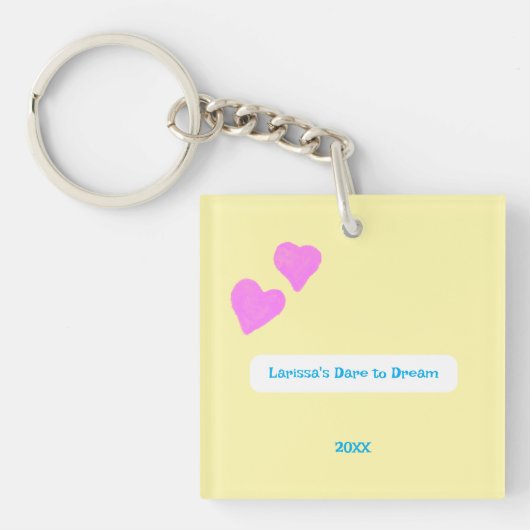 Pink Hand-drawn Hearts For Dreamers キーホルダー (正面)