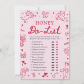 Pink Hand Drawn Honey Do List Bridal Shower Game 招待状 (正面)