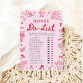 Pink Hand Drawn Honey Do List Bridal Shower Game 招待状