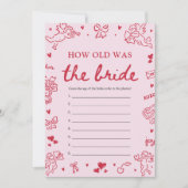 Pink Hand Drawn How Old Was The Bride Game  招待状 (正面)