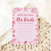 Pink Hand Drawn How Old Was The Bride Game  招待状