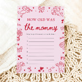 Pink Hand Drawn How Old Was The Mommy Game  招待状