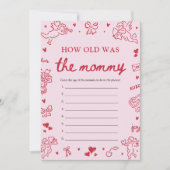 Pink Hand Drawn How Old Was The Mommy Game  招待状 (正面)