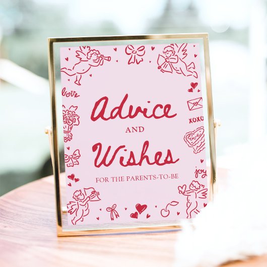 Pink Hand Drawn Modern Valentine Advice and Wishes ポスター