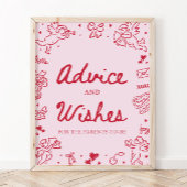 Pink Hand Drawn Modern Valentine Advice and Wishes ポスター