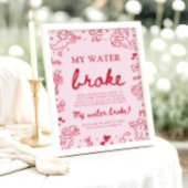 Pink Hand Drawn My Water Broke Baby Shower Game ポスター