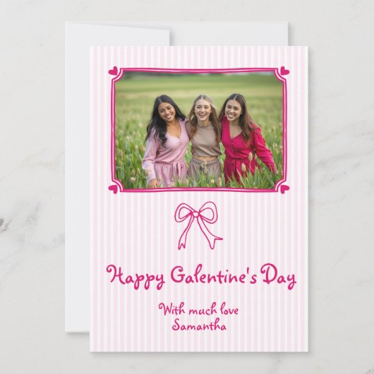 Pink hand drawn scribble Galentine's Day photo シーズンカード (正面)