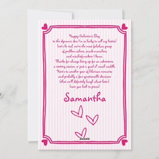Pink hand drawn scribble Galentine's Day photo シーズンカード (裏面)