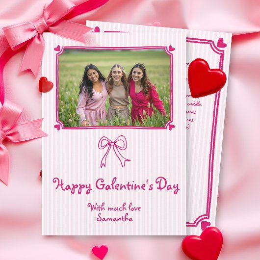 Pink hand drawn scribble Galentine's Day photo シーズンカード