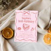 Pink Hand-Drawn Sweets Sweet 16 Birthday  招待状
