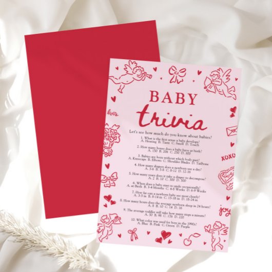 Pink Hand Drawn Valentine Baby Word Scramble Game 招待状