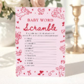 Pink Hand Drawn Valentine Baby Word Scramble Game 招待状