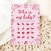 Pink Hand Drawn Valentine Who Is My Baby Game 招待状