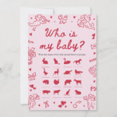 Pink Hand Drawn Valentine Who Is My Baby Game 招待状 (正面)