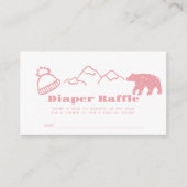 Pink Hand-Drawn Winter Baby Diaper Raffle Ticket エンクロージャーカード (正面)