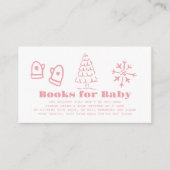 Pink Hand-Drawn Winter Baby Shower Book Request エンクロージャーカード (正面)